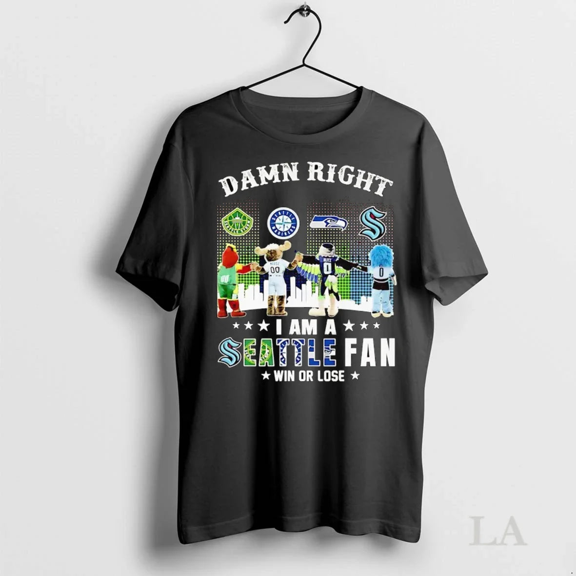 Original Damn Right I Am Seattle Sports Win Or Lose Mascots Skyline