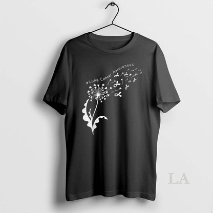 Original Dandelion Lung Cancer Awareness White Ribbon Support Tee