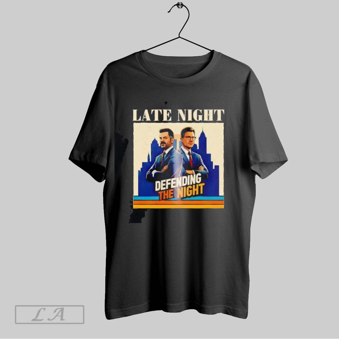 Original Defending Night Jimmy Kimmel And Stephen Colbert Tee Elegant