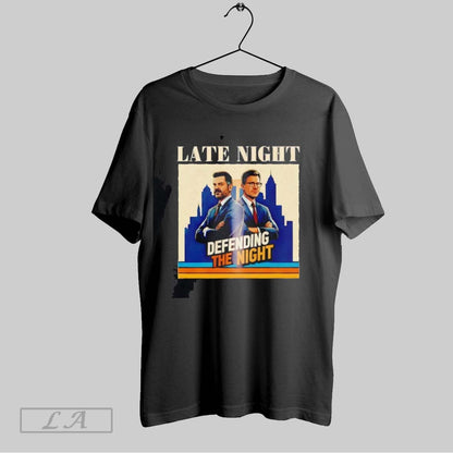 Original Defending Night Jimmy Kimmel And Stephen Colbert Tee Elegant
