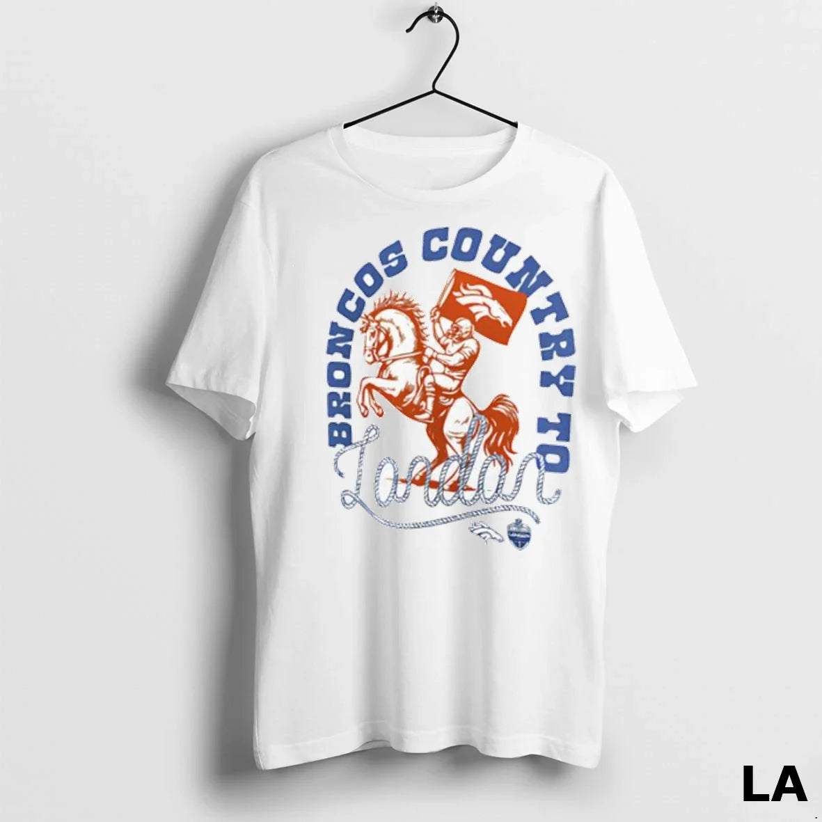 Original Denver Broncos Hometown Country To London Logo Ladies TShirt