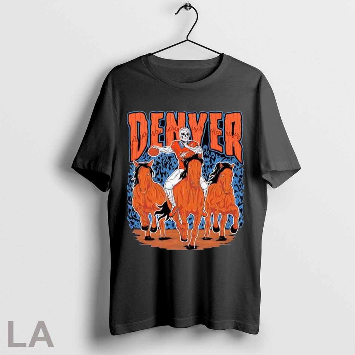 Original Denver Broncos Skeleton Player Riding Horses TShirt Classic