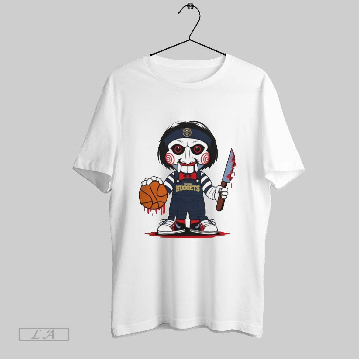 Original Denver Nuggets Halloween Jigsaw Saw Horror Basketball Tee