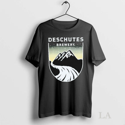 Original Deschutes Brewery Sunset Badge Mountain Tee Elegant Style