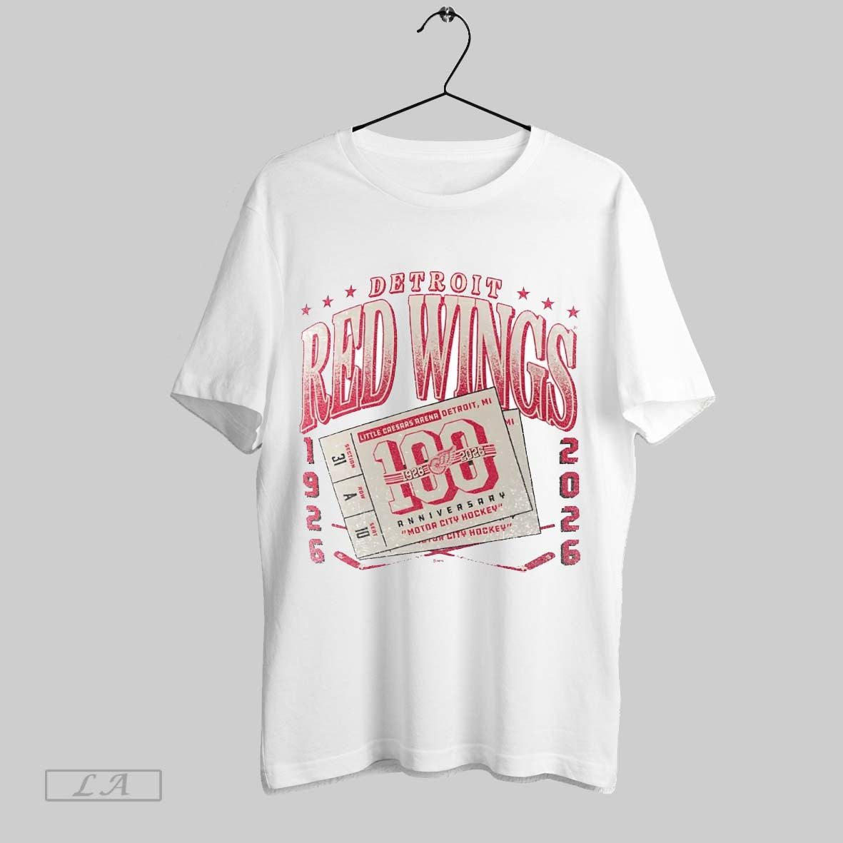Original Detroit Red Wings 100 Years Little Caesars Arena Tee Vintage