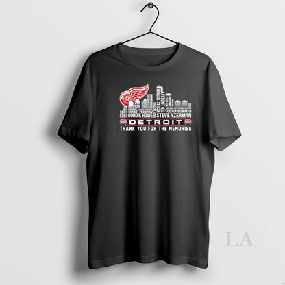 Original Detroit Red Wings Players Names City Skyline Thank You