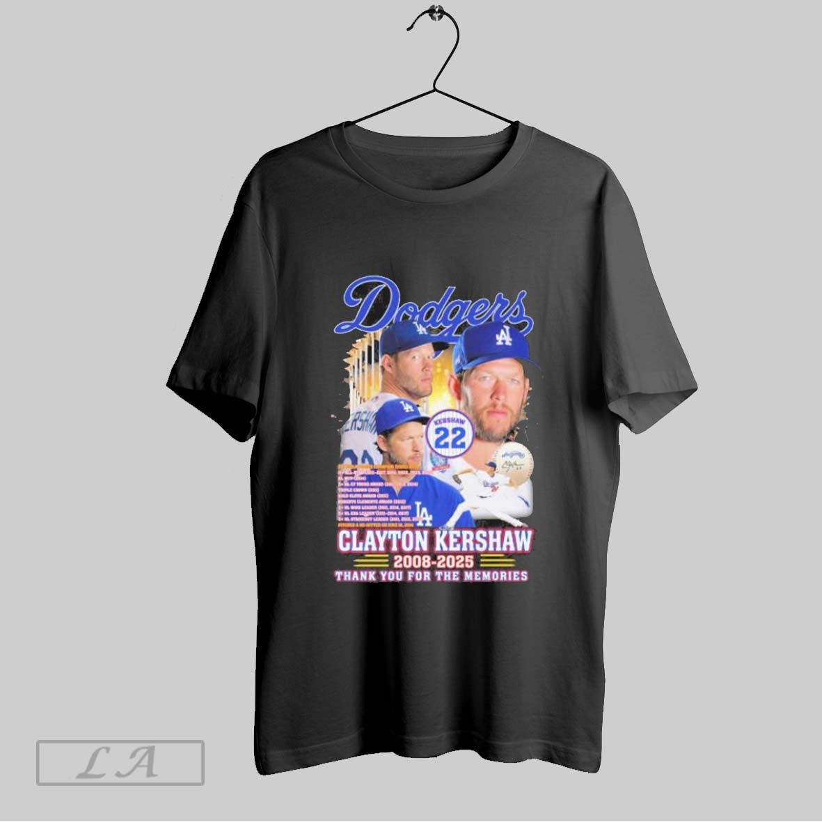 Original Dodgers Clayton Kershaw 2008 2025 Thank You Memories Tee