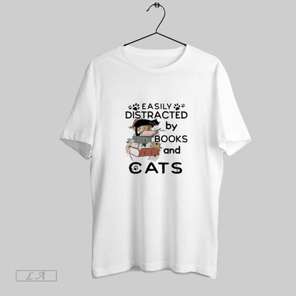 Original Easily Distracted Books And Cats Tank Top Authentic Style