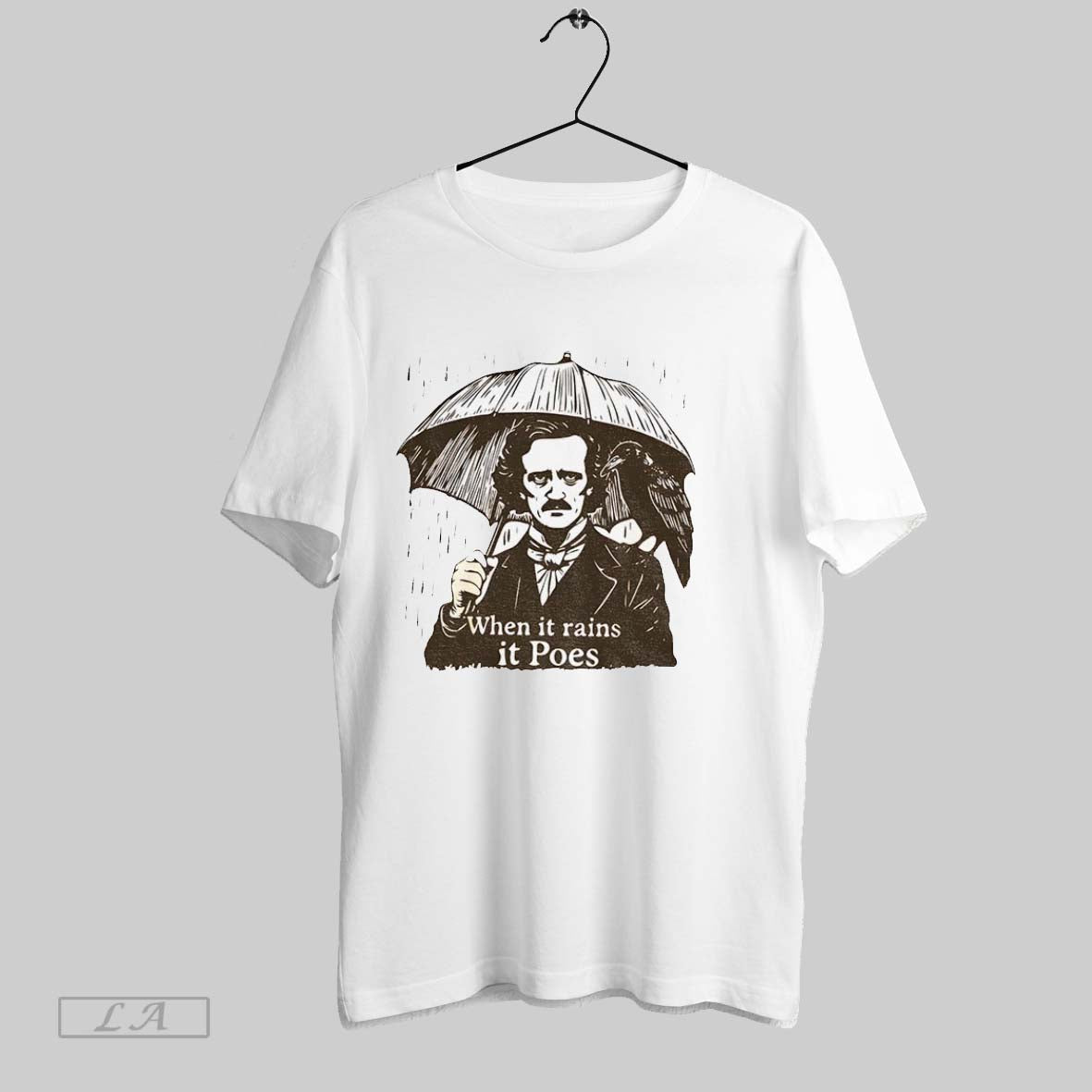 Original Edgar Allen Poe When It Rains It Poes Shirt Retro Style
