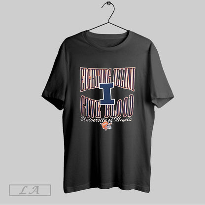 Original Fighting Illini Give Blood University Illinois Tee Unique