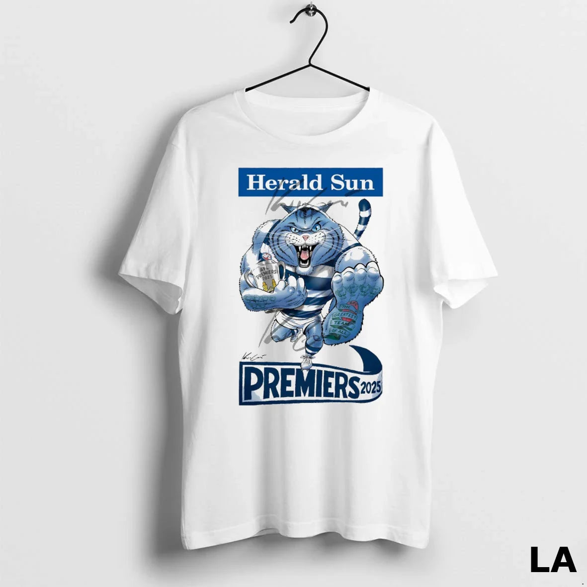 Original Geelong Cats Herald Sun Premiers 2025 Mascot Tank Top