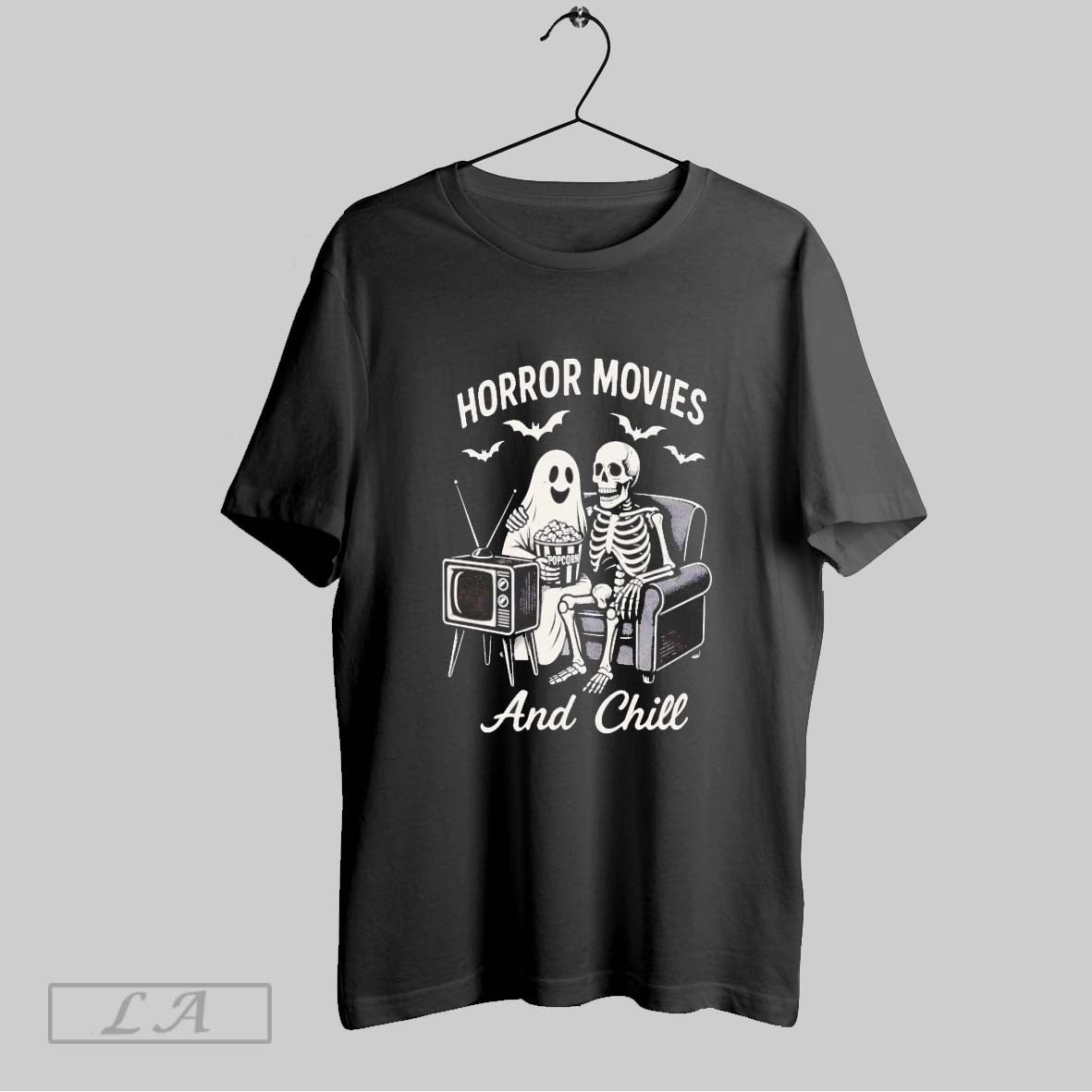 Original Ghost And Skeleton Horror Movies And Chill Halloween Hoodie