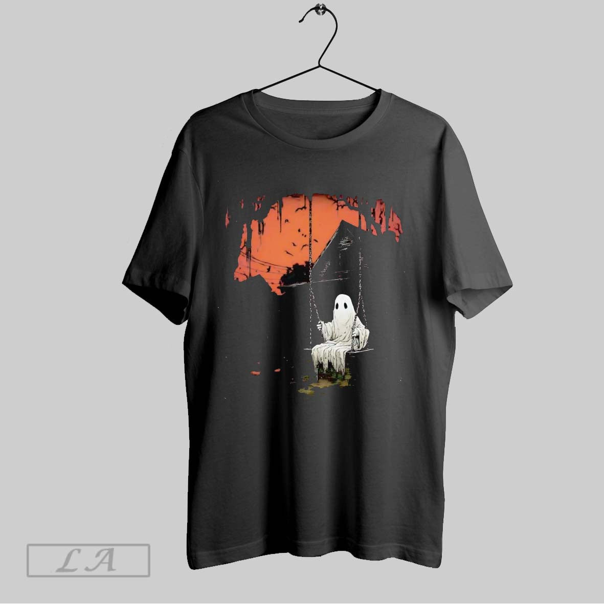 Original Ghost Sitting Swing Halloween Sweatshirt Vintage Look