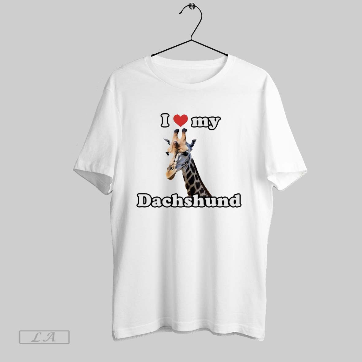 Original Giraffe I Love My Dachshund Tee Authentic Design