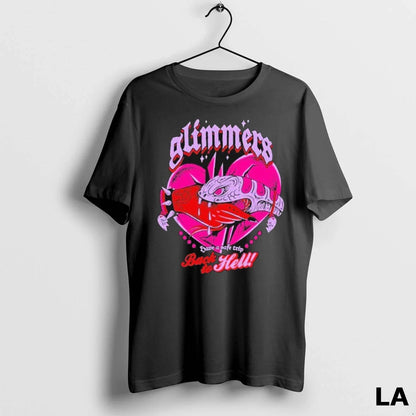Original Glimmers Back To Hell Have Safe Trip Heart Hand Snake TShirt