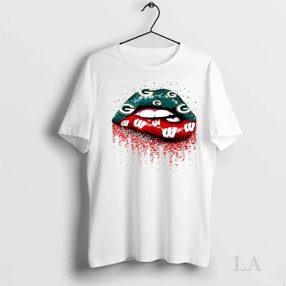 Original Green Bay Packers And Wisconsin Badgers Lips Falling Hearts