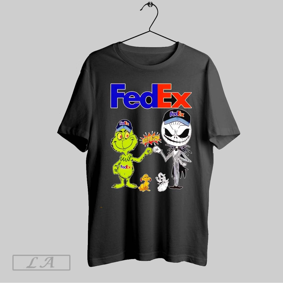Original Grinch And Jack Skellington Fist Bump Fedex Halloween Tank