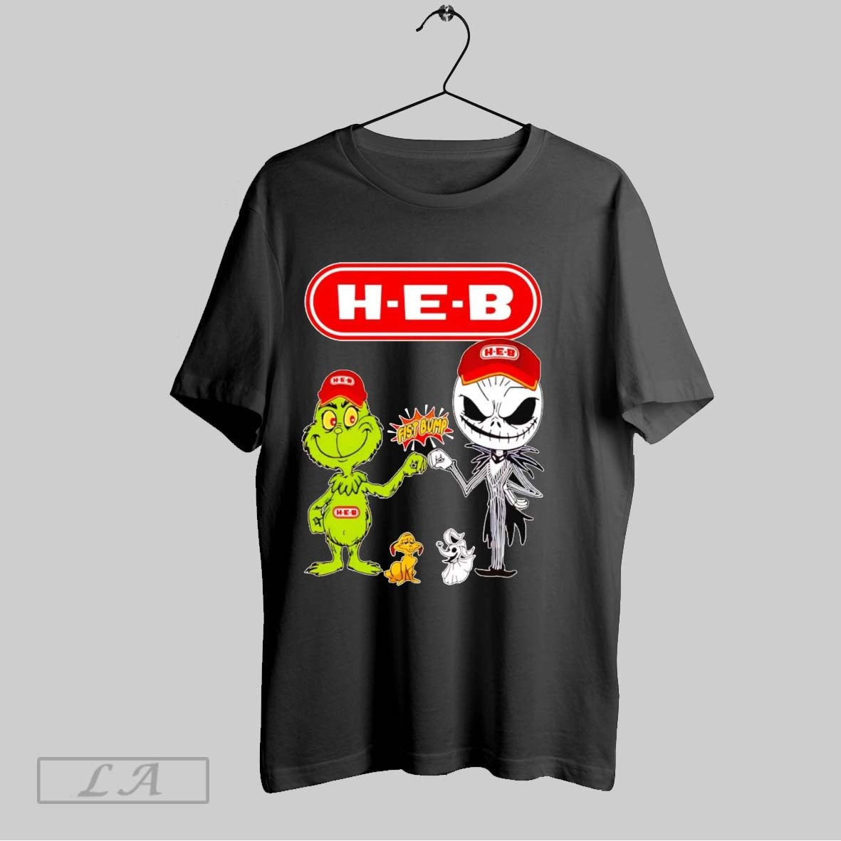 Original Grinch And Jack Skellington Fist Bump H E B Halloween Tank