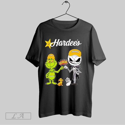 Original Grinch And Jack Skellington Fist Bump Hardees Halloween Tee