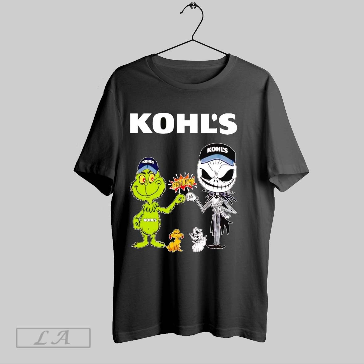 Original Grinch And Jack Skellington Fist Bump Kohls Halloween TShirt