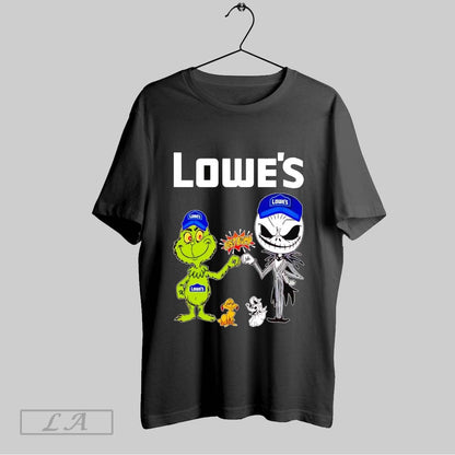 Original Grinch And Jack Skellington Fist Bump Lowes Halloween Shirt