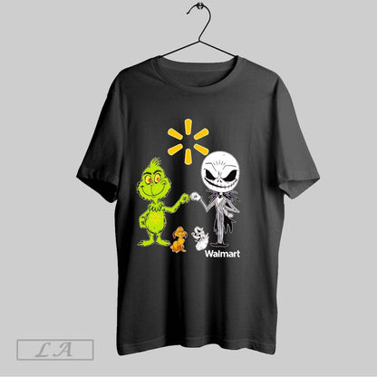 Original Grinch And Jack Skellington Fist Bump Walmart Halloween Tee