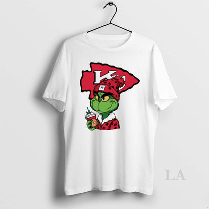 Original Grinch Leopard Salvageable Kansas City Chiefs White Tee
