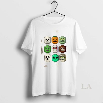Original Halloween Building Brick Head Pumpkin Ghost Zombie Shirt