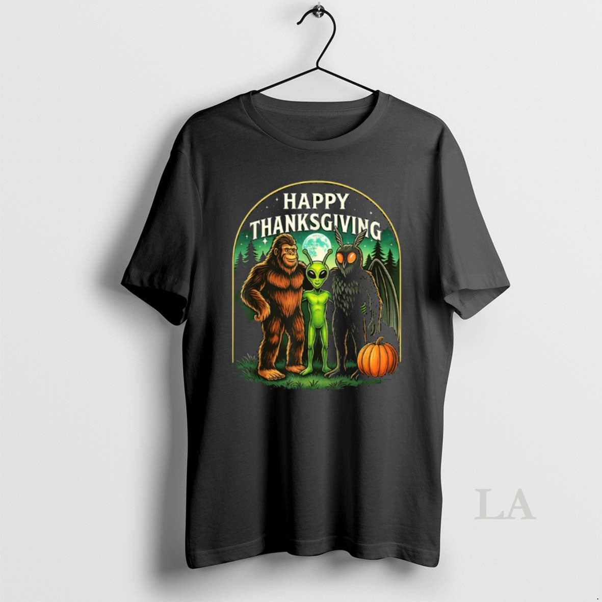 Original Happy Thanksgiving Bigfoot Alien Mothman Sasquatch Long