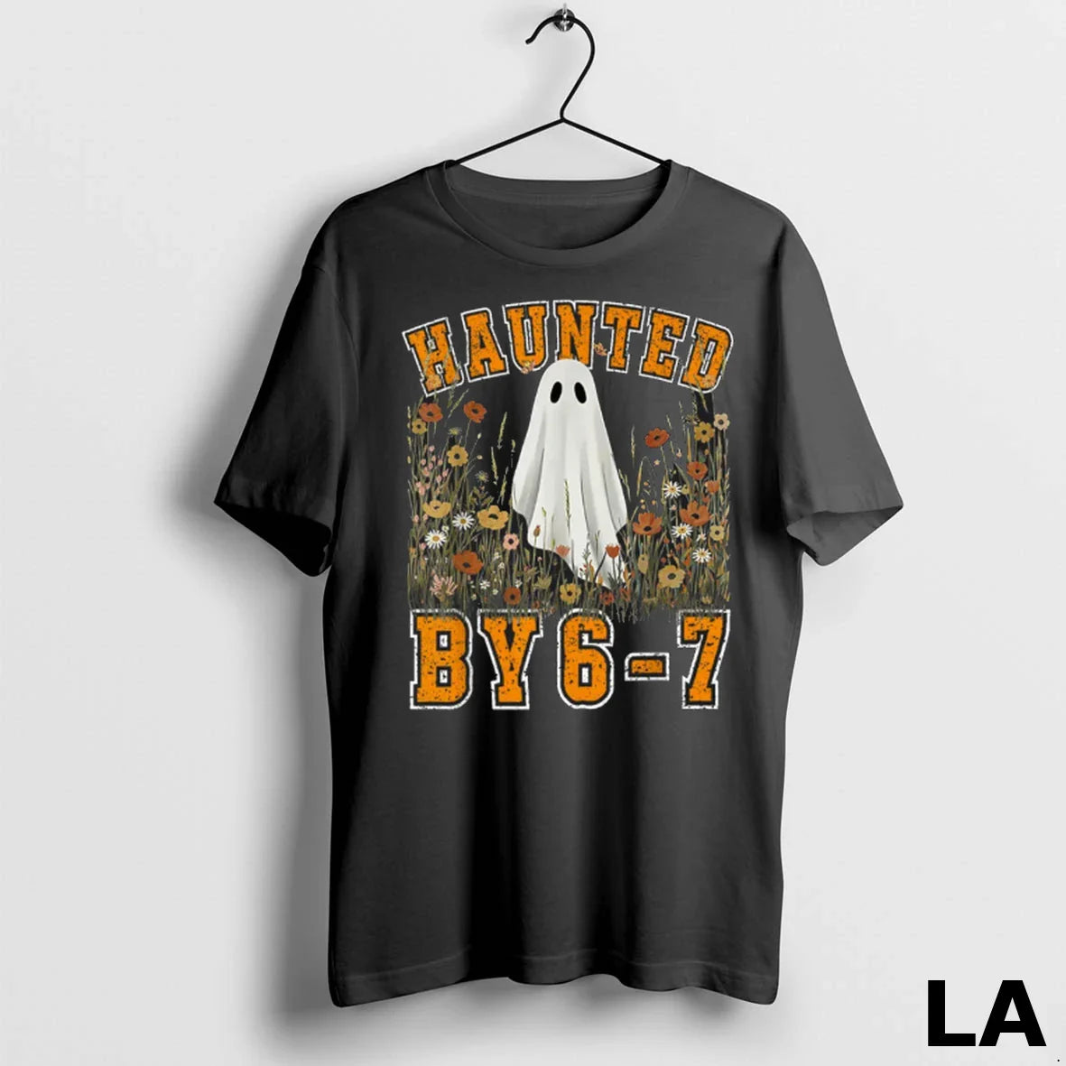 Original Haunted 6 7 Ghost Floral 67 Meme Halloween Six Seven Tee