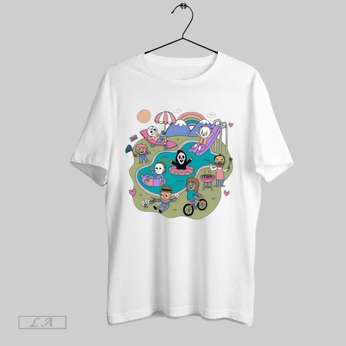 Original Horror Movie Characters Summer Pool Party Tee Modern Apparel