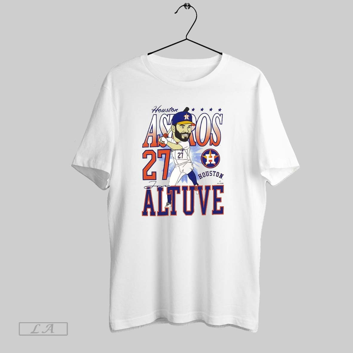 Original Houston Astros Jose Altuve 27 Caricature Cartoon White S Tee