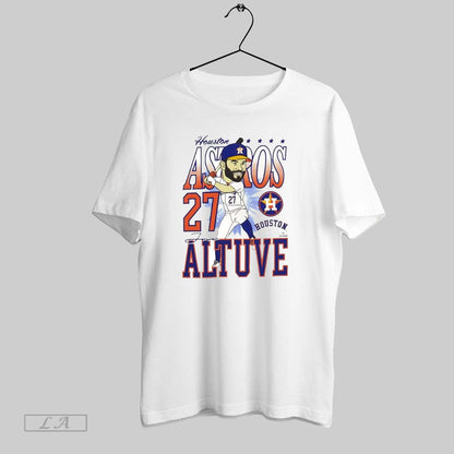 Original Houston Astros Jose Altuve 27 Caricature Cartoon White S Tee