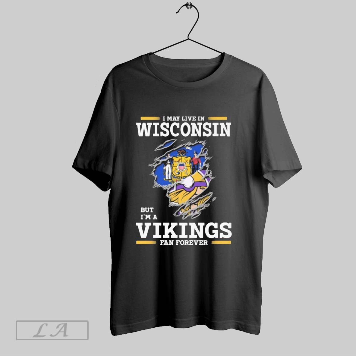 Original I May Live Wisconsin But Im Vikings Forever Tee Retro Gift
