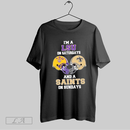 Original Im Lsu Saturdays And Saints Sundays Football Helmet Tee
