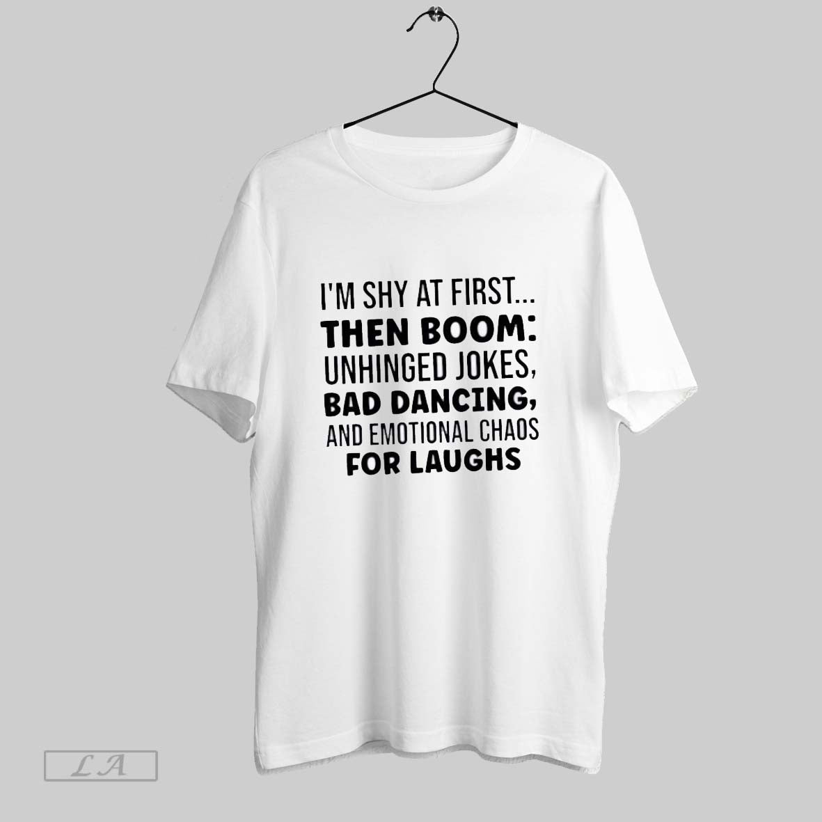 Original Im Shy First Then Boom Unhinged Jokes Bad Dancing Tee