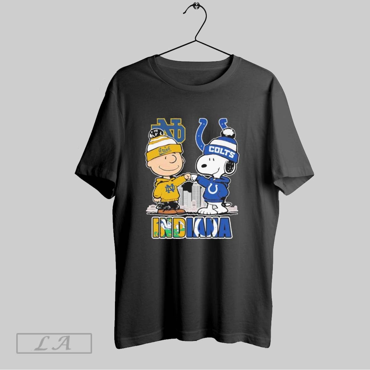 Original Indiana Snoopy Fist Bump Charlie Brown Irish And Colts Shirt