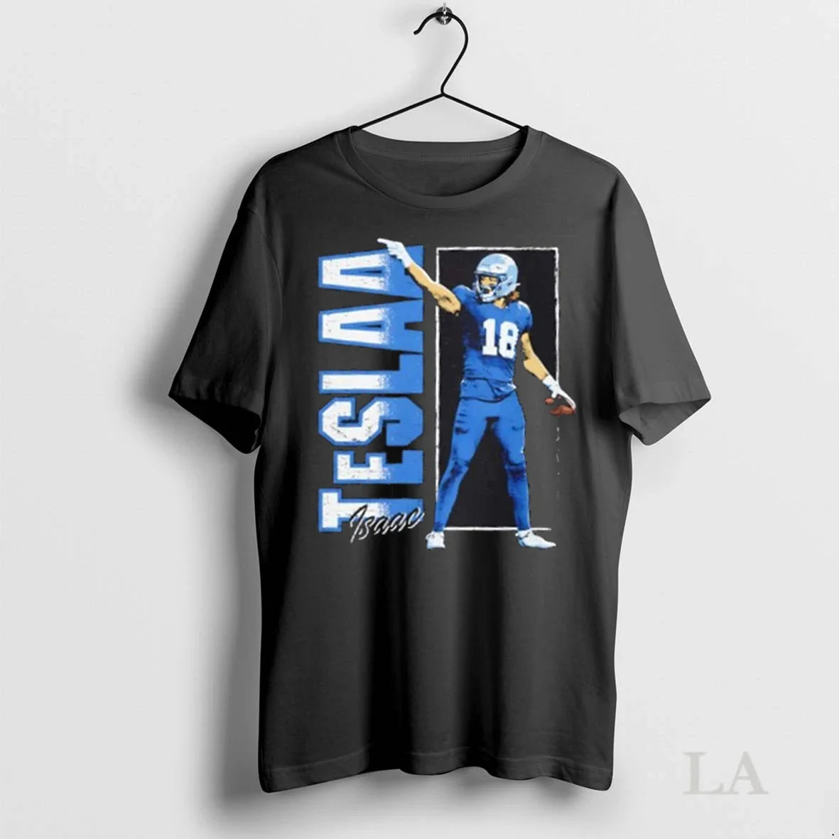 Original Isaac Teslaa Detroit Lions Vertical Name Football Hoodie
