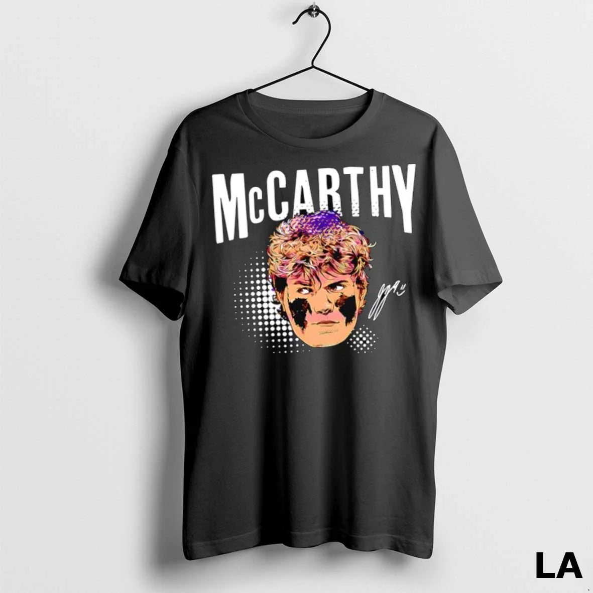 Original J J Mccarthy Swag Head Player Signature TShirt Elegant Design