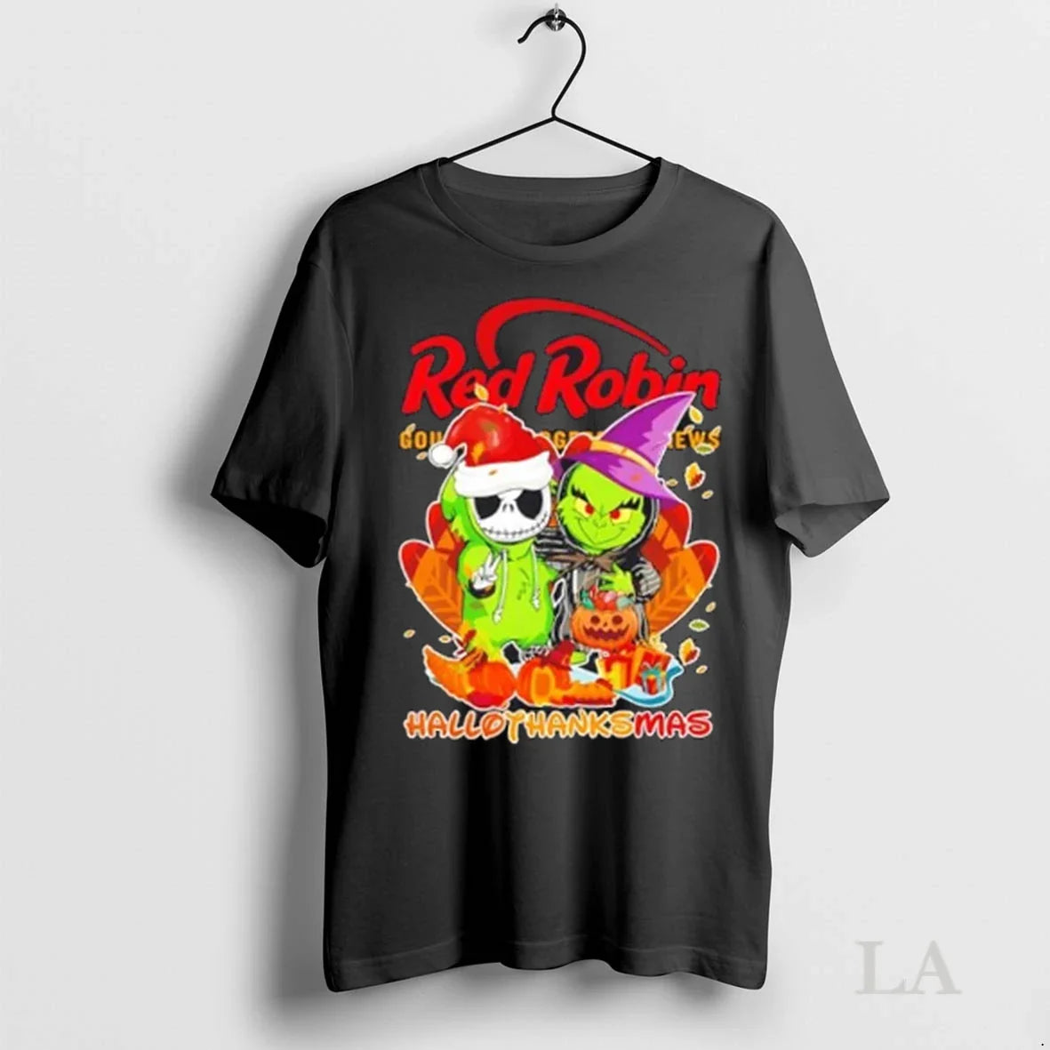 Original Jack Skellington And Grinch Red Robin Happy Hallothanksmas
