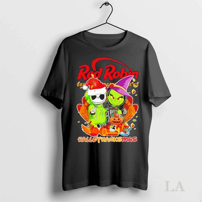 Original Jack Skellington And Grinch Red Robin Happy Hallothanksmas