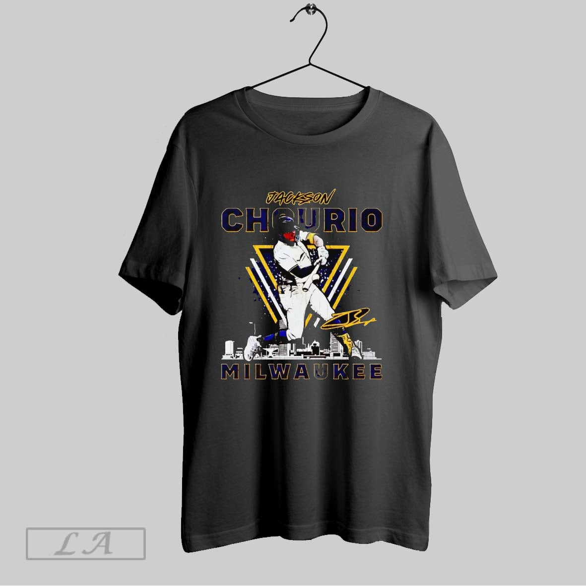 Original Jackson Chourio Milwaukee Skyline Swing Signature Shirt