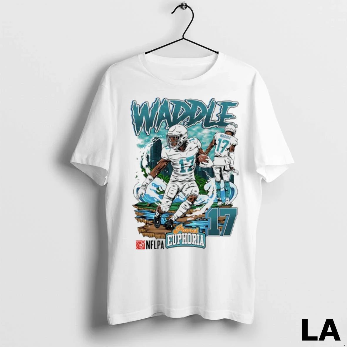 Original Jaylen Waddle 17 Miami Dolphins Player City Skyline TShirt