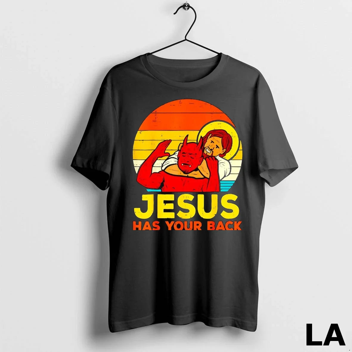 Original Joe Biggs Wearing Jesus Has Your Back Devil Tank Top