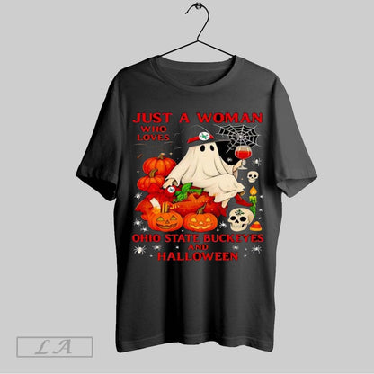 Original Just Who Loves Ohio State Buckeyes And Halloween Tee Retro