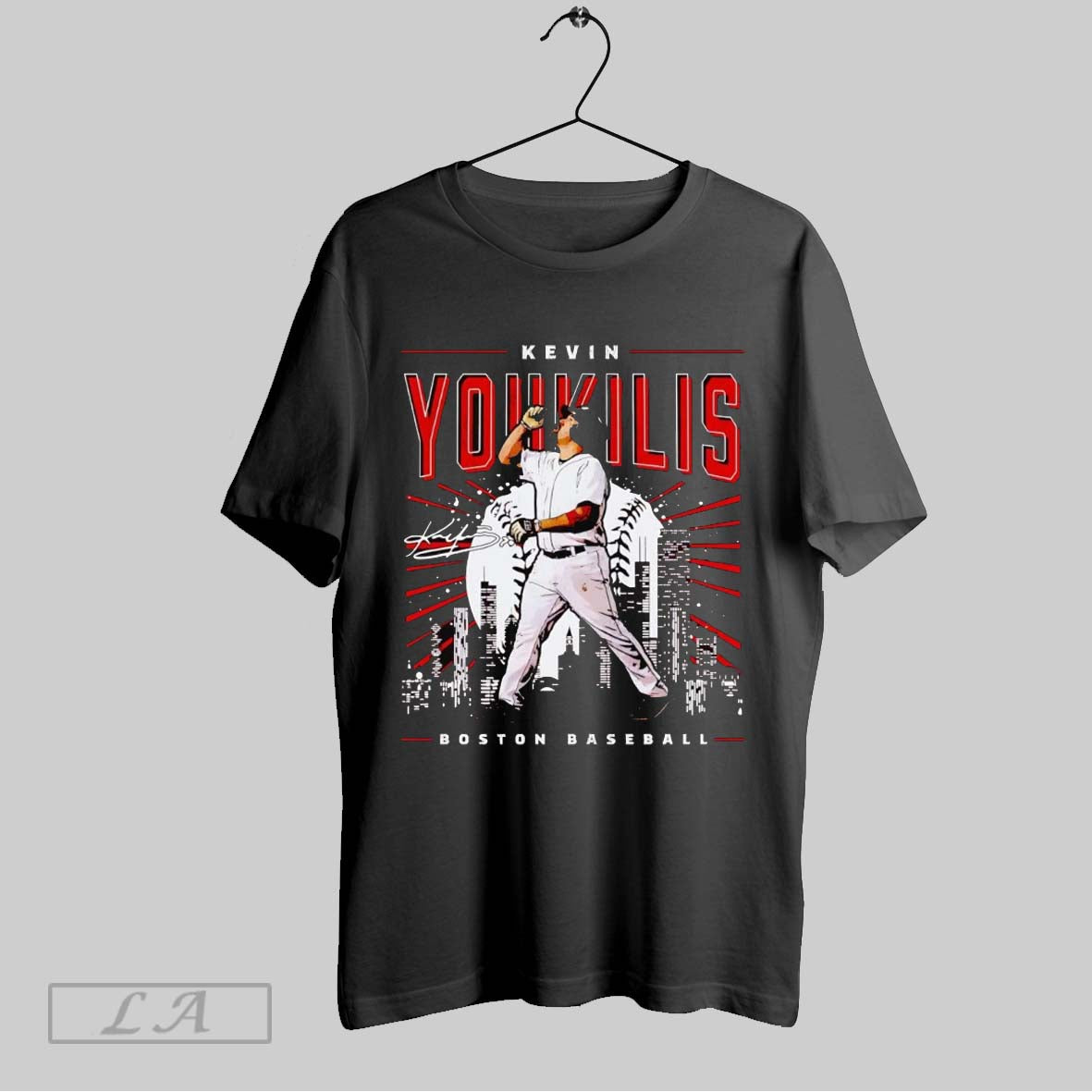 Original Kevin Youkilis Boston Skyline Celebration Hoodie Retro Merch