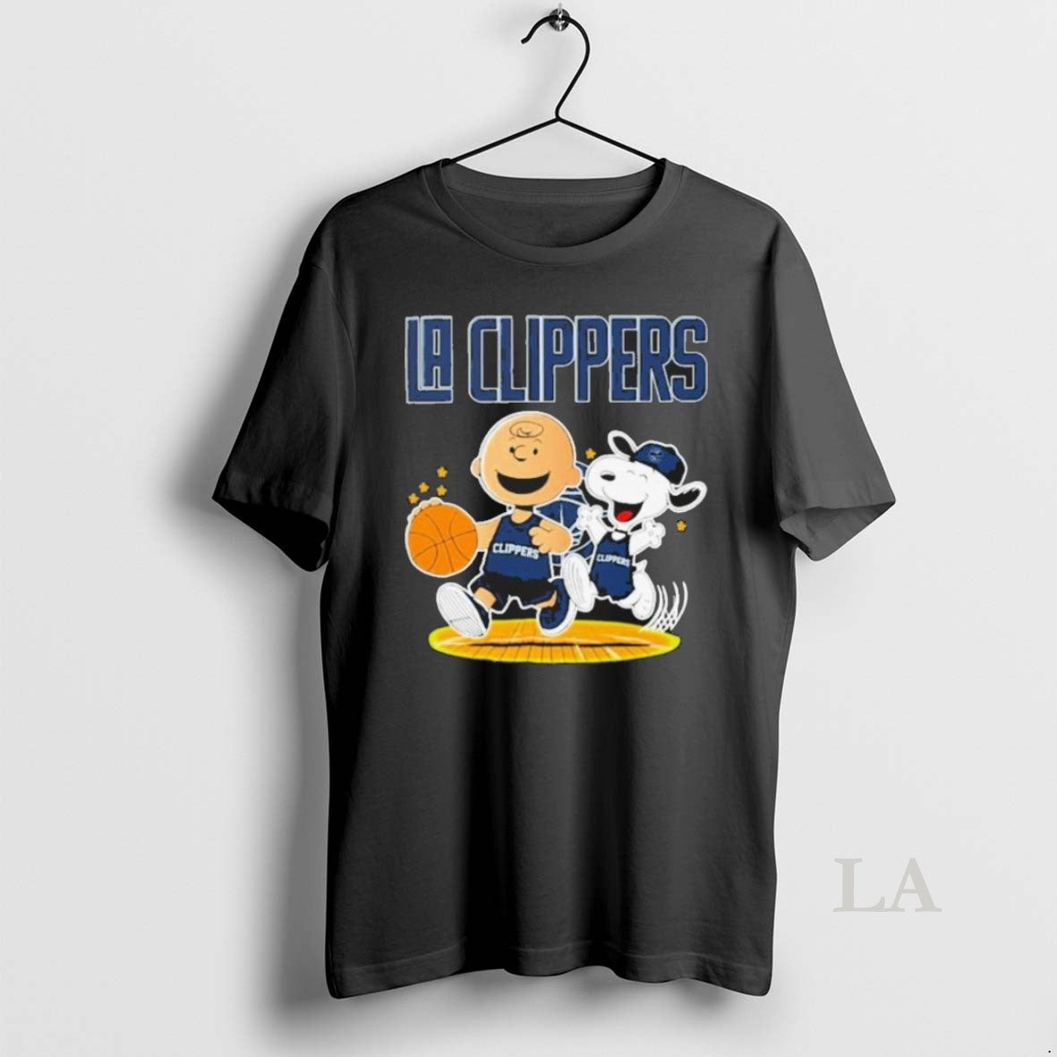 Original La Clippers X Charlie Brown And Snoopy Playing Basketball