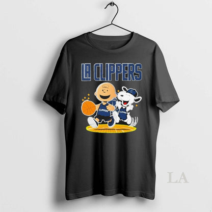 Original La Clippers X Charlie Brown And Snoopy Playing Basketball