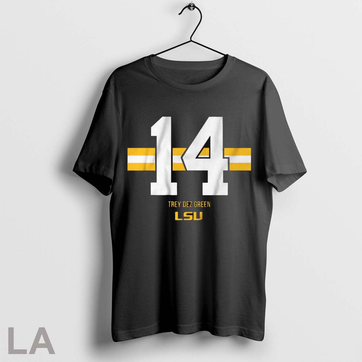 Original Lsu Tigers Football Ncaa Treydez Green 14 Stripe TShirt