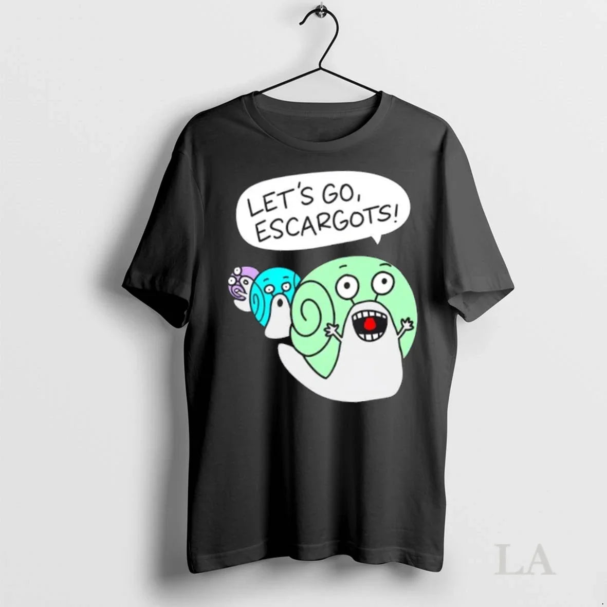 Original Lets Go Escargots Quirky Cartoon Snail Pun Sweatshirt Retro